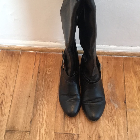Chinese Laundry Black Leather Over The Knee Boots - Picture 2 of 2
